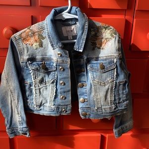 joes jeans embroidered cropped denim jacket